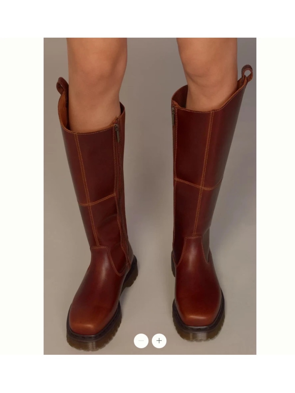 Dr. Martens amaayah Tall Chestnut Brown Leather Zip-Back Riding Boots